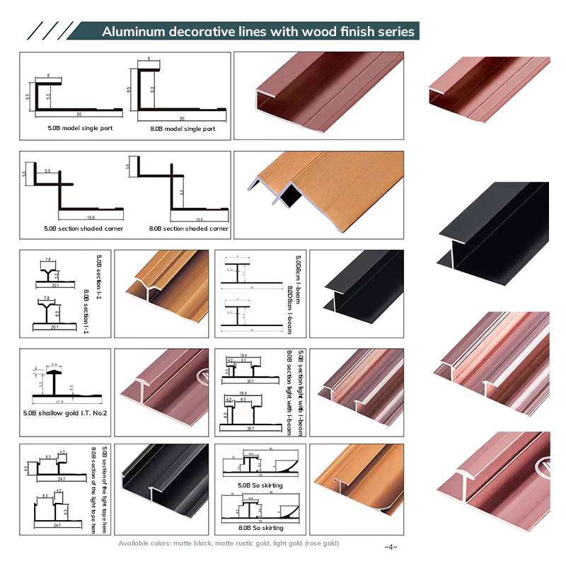 Алюминиевые декоративные линии, защищающие и украшающие края плитки